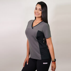DELANTAL MUJER TELA ELASTICADA C/APLIC. LISA AL COSTADO. COMBINA CON GRIS Y CON NEGRO - ART. 2161